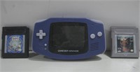 Gameboy Advance W/Three Games Powered On