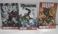 Three Comic Books Thor Wolverine Hulk