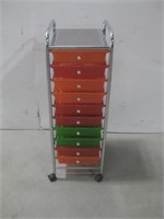 151"x 12.5"x 37" Ten Drawer Metal/Plastic Cart