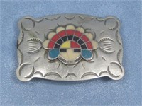 2.5"x 3.5" Nickel Silver Inlay Belt Buckle