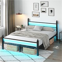 Heavy Duty Bed Frame with Charging Station