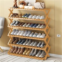 Free Standing Shoe Rack  Extra Large 6-Tier Bamboo