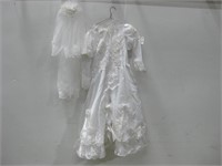 Vtg Wedding Dress & Veil Unknown SIze See Info