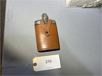 OLD WHISKEY FLASK WITH KING LEATHER CASE