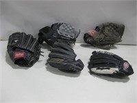 Five Baseball Gloves