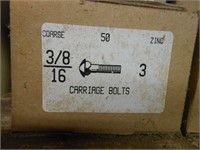 Carriage Bolts 3/8" x 3",  2 Boxes, qty 50 per box