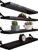 $35  24 Rustic Wood Shelves  Dark Brown  4 Set