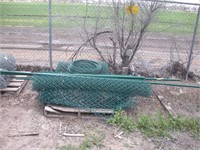 Green Fencing & Poles qty 3 poles, 1 wire, 4 rolls