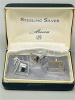 925 silver cufflinks & tie clip set