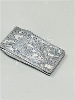 925 silver ornate money clip w/ knife & file