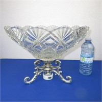 Large Centerpiece Footed Bowl w/ Marble Base