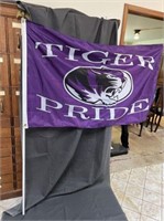 PURPLE & WHITE "TIGER PRIDE" FLAG; 58" X 35"