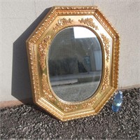 MCM Gold Gilded Floral Octagon Mirror 26" x 32"