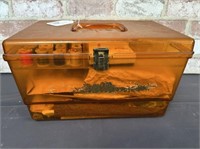 VINTAGE SEWING BOX FILLED WITH ASSORTED