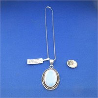 White Opal Pendant Necklace with Chain