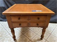 VINTAGE 2 DRAWER END TABLE; SOME SCRATCHES