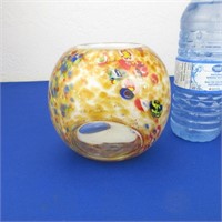 Hand Blown Confetti Glass Vase 5" High