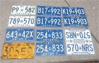 12 Ontario License Plates: 1942, 4 Pairs, Plus