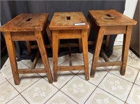 (3X) SMALL WOODEN STOOLS