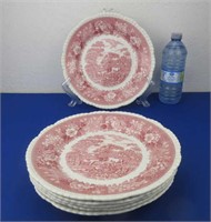 6 Adam Staffordshire England Scenic Dinner Plates