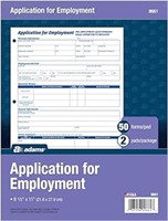 Adams Applications for Employment, 8.5 x 11 Inch,