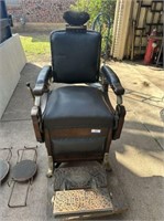 ANTIQUE KOKEN WOOD FRAMED BARBER CHAIR