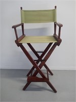 Vtg Directors Chair Walnut 31in Olive Canvas