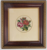 W. Haines Petit Point Needlepoint Roses Framed