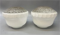 2 Milk Glass Ceiling Light Shades-Diner Style
