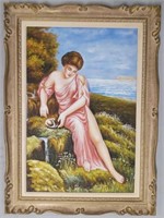Extra Large Mediterranean Portrait of Woman, Oil