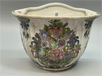 Floral Porcelain Wall Basket Planter