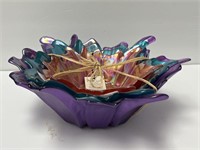 3 NEW Akcam Coloured Art Glass Bowls