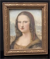 Vintage 1920s-30s Mona Lisa Framed Art Print