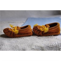 Suede Leather Native Made Baby Moccasins W/small