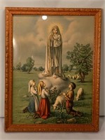 Vtg Our Lady Of Fatima Framed Nossa Senhora Do