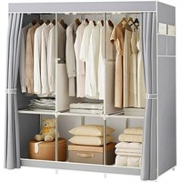 WF83  Portable Closet With 6 Storage Shelves Grey