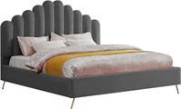 $669 -Velvet Upholstered Headboard King Grey