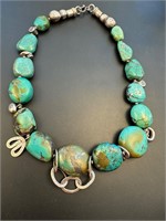 Turquoise nuggets , Sterling necklace
