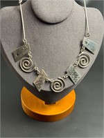 Vintage modernist sterling Mexico necklace