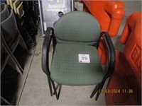2 X Green fabric upholstered visitors chairs
