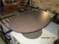 2 x Timber veneered oval shape coffee tables