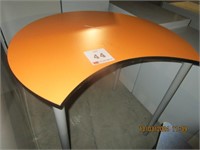 1 x Yellow laminated 3/4 moon shape table