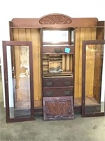 Antique Glass Display Secretary Desk Cabinet
