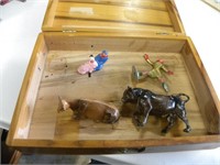 Wood Box and Metal Figures