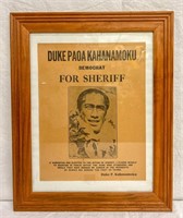 Duke Kahanamoku For Sheriff Flyer, 12.5"x16"