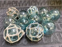(E) 12 Small Blue Glass Floats, Some with
