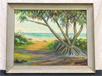 Original Beach Painting, signed S. Marion
