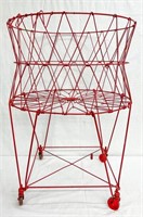 Collapsible Red Rolling Cart/Basket on Wheels