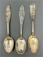 3 Sterling Spoons, Diamond Head, Anthurium, Hula
