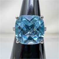 14k Topaz Diamond Ring, Size 7.25, 4.40g